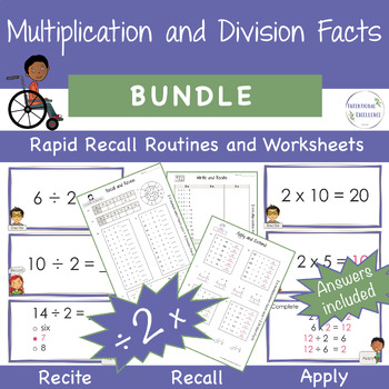 Preview of BUNDLE Multiply & Divide by 2 Multiplication Division Basic Facts Times Tables