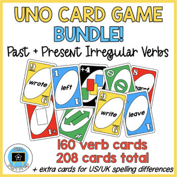 Preview of BUNDLE: 2 UNO Card Games - Irregular Verbs in Past Simple and Present Simple ESL