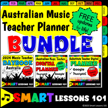 Preview of BUNDLE 2024 Australian Teacher Planner Digital Teacher Binder Calendar Substitut