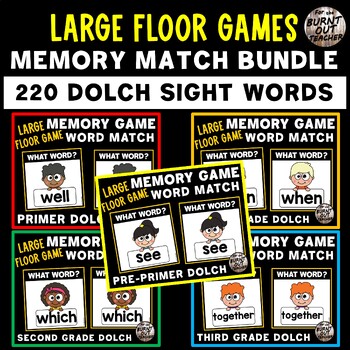 Preview of BUNDLE 220 DOLCH SIGHT WORDS LARGE FLOOR MEMORY MATCH GAMES MATCHING WORD KIDS