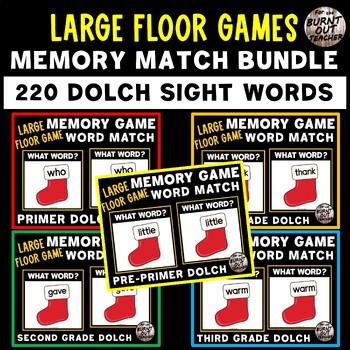 Preview of BUNDLE 220 DOLCH SIGHT WORDS LARGE FLOOR MEMORY MATCH GAMES MATCHING WORD XMAS