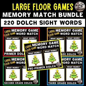 Preview of BUNDLE 220 DOLCH SIGHT WORDS LARGE FLOOR MEMORY MATCH GAMES MATCHING WORD XMAS