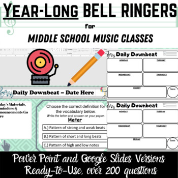 Preview of Middle School Choir, Chorus Bell Ringer Activities - Full Year Digital Resource