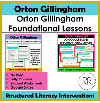 Preview of BUNDLE 26 Orton Gillingham Lesson Plans, Worksheets, & Google Slides