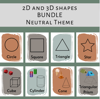 Preview of BUNDLE- 2D & 3D Neutral Color Shape Wall Decor/Posters/Cards