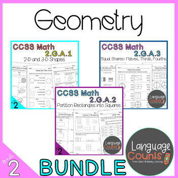 Preview of Distance Learning 2nd Grade, Geometry- No Prep Practice Worksheets