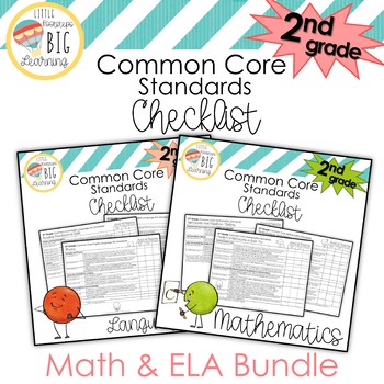 Preview of BUNDLE! 2nd Grade Math and ELA Common Core Standards Checklist