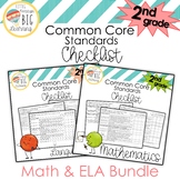BUNDLE! 2nd Grade Math and ELA Common Core Standards Checklist