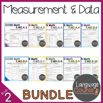 Preview of Distance Learning 2nd Grade, Measurement and Data- No Prep Practice Worksheets