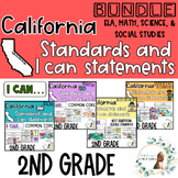 BUNDLE 2nd Grade Standards! California ELA, Math, Science,