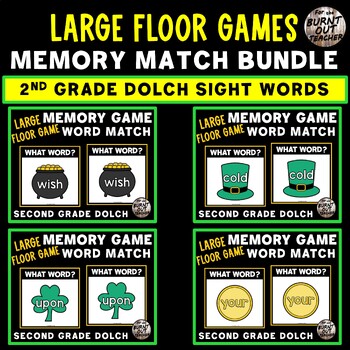 Preview of BUNDLE 2nd SECOND DOLCH SIGHT WORDS LARGE FLOOR MEMORY MATCH GAMES ST PATRICKS