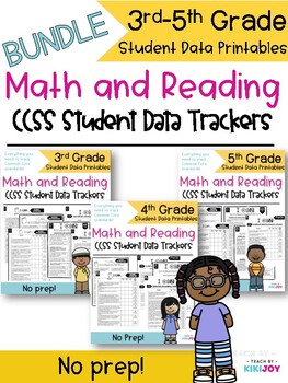 Preview of BUNDLE 3/4/5 Grade | Common Core Math and Reading Student Data Tracking Sheets