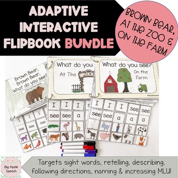 Preview of BUNDLE 3 Adaptive Interactive Flip Books, Sight Words, Syntax, MLU, SpEd, Speech