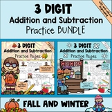 BUNDLE: 3-Digit Addition and Subtraction {Fall and Winter Themes}