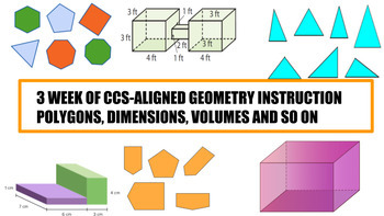 Preview of BUNDLE 3 Week of Geometry - CSS ALIGNED - Volume and Polygons for Grade 3/4/5/6