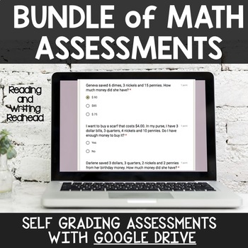 Preview of BUNDLE 38 Digital Self Grading Math Assessments for Google Drive