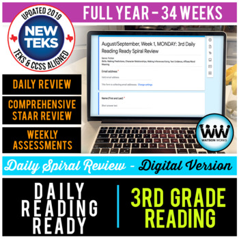 Preview of BUNDLE 3rd Grade Daily Reading Spiral Review Full Year–Distance Learning