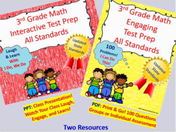 Preview of BUNDLE 3rd Grade Math Interactive Test Prep: All 25 Standards