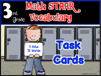 Preview of BUNDLE: 3rd Grade STAAR MATH Vocabulary Task Cards ~ Sets 1-3