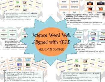 Preview of BUNDLE - 3rd Grade Science Word Wall - Aligned to TEKS