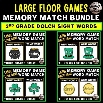 Preview of BUNDLE 3rd THIRD DOLCH SIGHT WORDS LARGE FLOOR MEMORY MATCH GAMES ST PATRICKS