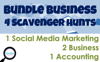 Preview of BUNDLE 4 Business Scavenger Hunts for Biz Social Media & Accounting