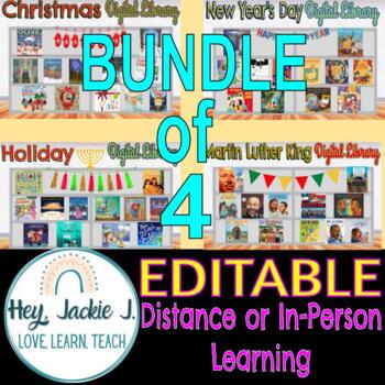 Preview of BUNDLE 4 Christmas Holiday New Year's Martin Luther King Virtual Digital Library