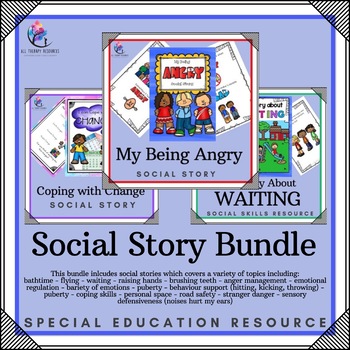 Preview of SOCIAL NARRATIVES BUNDLE - Anger Emotion Waiting SPED Autism