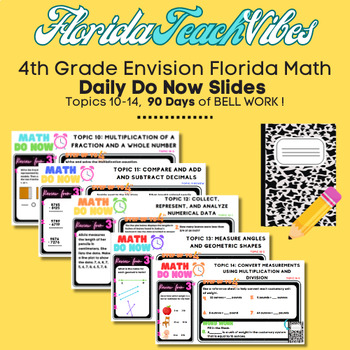 Preview of BUNDLE: 4th Grade Math Daily "Do Now" Bell Work- enVision Topics 10-14