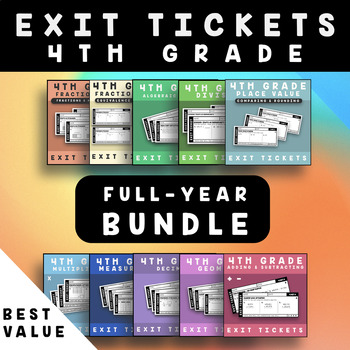 Preview of BUNDLE 4th Grade Math Exit Tickets | Printable Exit Slips | Whole Year