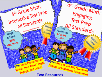 Preview of BUNDLE 4th Grade Math Interactive Test Prep: All 34 Standards