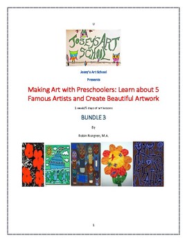 Preview of BUNDLE 5 Art Lessons Preschool Preschool Artists History PACKET 3 Prek-1ST GRADE