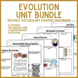 BUNDLE | 5 Evolution Unit Vocabulary Graphic Organizers | Biology