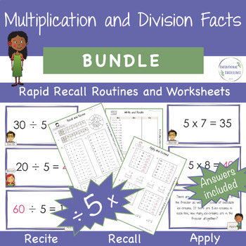 Preview of BUNDLE Multiply & Divide by 5 Multiplication Division Basic Facts Times Tables