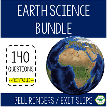 Preview of BUNDLE : 5th - 6th Grade Earth Science Bell Ringers / Exit Slips / Test Review