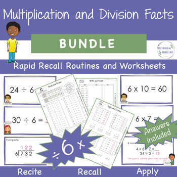 Preview of BUNDLE Multiply & Divide by 6 Multiplication Division Basic Facts Times Tables