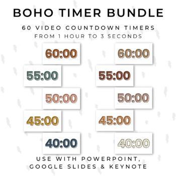 Preview of BUNDLE - 60 BOHO Video Countdown Timers - For PowerPoint, Google Slides
