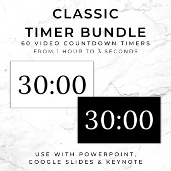 Preview of BUNDLE - 60 CLASSIC Video Countdown Timers - PowerPoint, Google Slides, Keynote