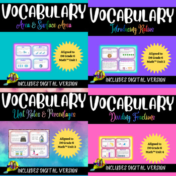 Preview of BUNDLE: IM Grade 6 Math™️ Vocabulary Cards