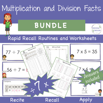 Preview of BUNDLE Multiply & Divide by 7 Multiplication Division Basic Facts Times Tables
