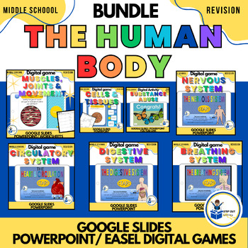 Preview of Human body systems worksheets, review: 9 digital self correcting games 7 grade