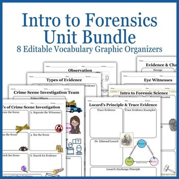 Preview of BUNDLE | 8 Intro to Forensics Vocabulary Graphic Organizers | Forensic Science