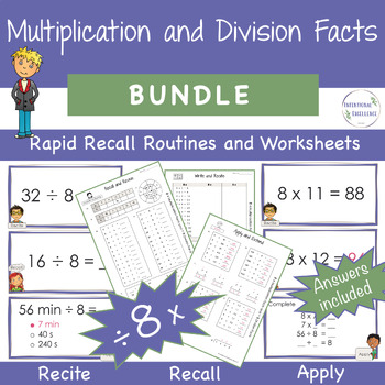 Preview of BUNDLE Multiply & Divide by 8 Multiplication Division Basic Facts Times Tables