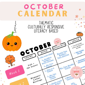 Preview of BUNDLE: October Activities and Lesson Planning Guide Monthly Calendar