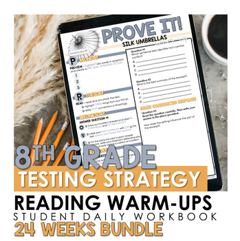 Preview of BUNDLE 8th Grade STAAR Testing Strategy Reading Warm-ups Student Daily Workbook