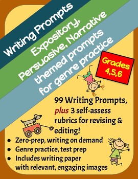Preview of BUNDLE! 99 Writing Prompts: Expository, Persuasive & Narrative, Grades 4-6