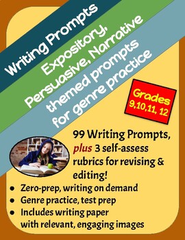 Preview of BUNDLE! 99 Writing Prompts: Expository, Persuasive & Narrative, Grades 9-12