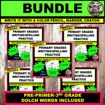 Preview of BUNDLE - ALL DOLCH SIGHT WORDS PRINTING WRITING PRACTICE SPELLING READING