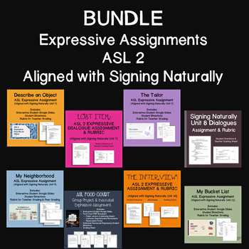 Preview of BUNDLE: ASL 2 Expressive Assignments with Rubrics