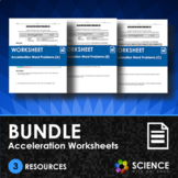 BUNDLE - Acceleration Word Problem Worksheets (X3) - Dista